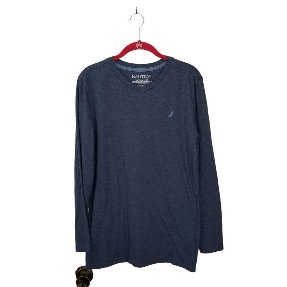 Nautica Blue Long Sleeve Pajama Shirt Size XL 8 0295